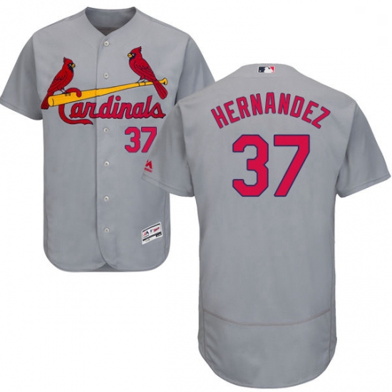 Mens Majestic St Louis Cardinals 37 Keith Hernandez Grey Road Flex Base Authentic Collection MLB Jer