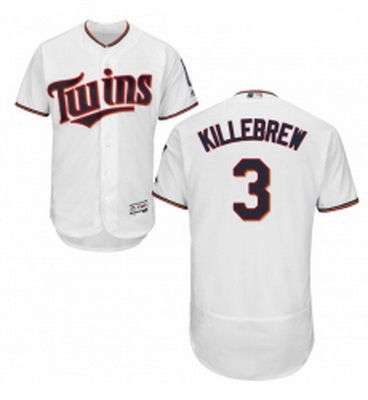 Mens Majestic Minnesota Twins 3 Harmon Killebrew White Home Flex Base Authentic Collection MLB Jerse