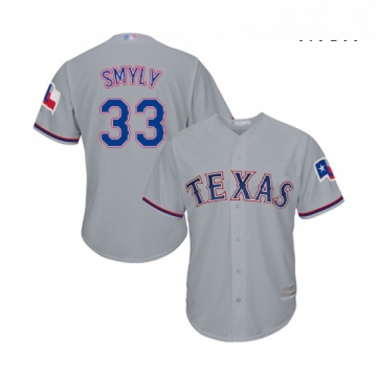 Mens Texas Rangers 33 Drew Smyly Replica Grey Road Cool Base Baseball Jersey