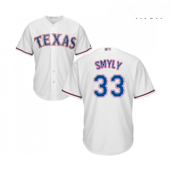 Mens Texas Rangers 33 Drew Smyly Replica White Home Cool Base Baseball Jersey