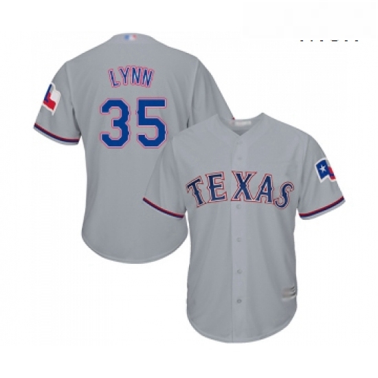 Mens Texas Rangers 35 Lance Lynn Replica Grey Road Cool Base Baseball Jersey