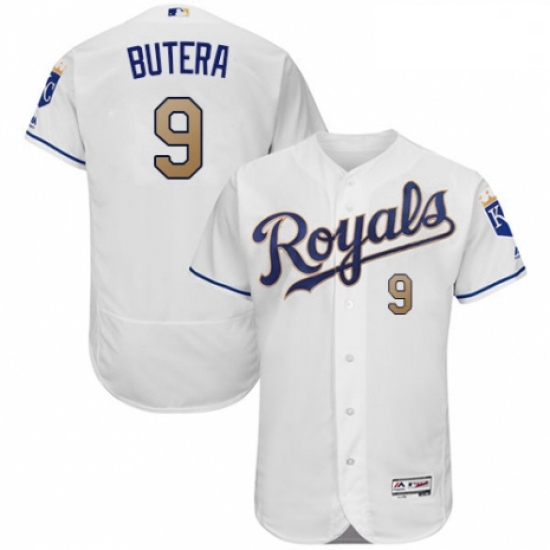 Mens Majestic Kansas City Royals 9 Drew Butera White Flexbase Authentic Collection MLB Jersey