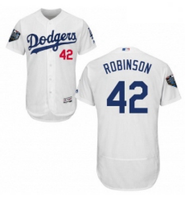 Mens Majestic Los Angeles Dodgers 42 Jackie Robinson White Home Flex Base Authentic Collection 2018 