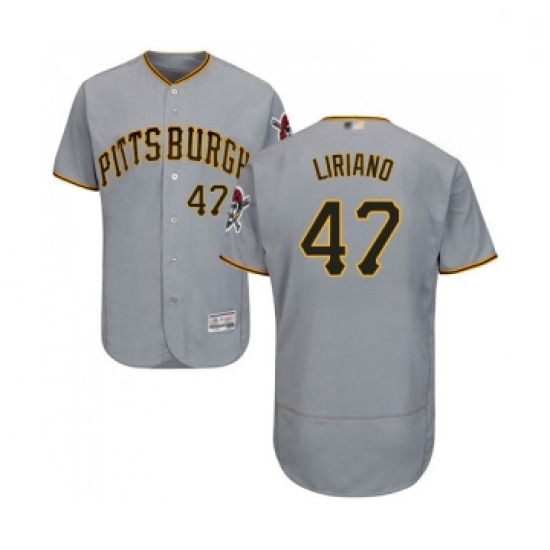 Mens Pittsburgh Pirates 47 Francisco Liriano Grey Road Flex Base Authentic Collection Baseball Jerse