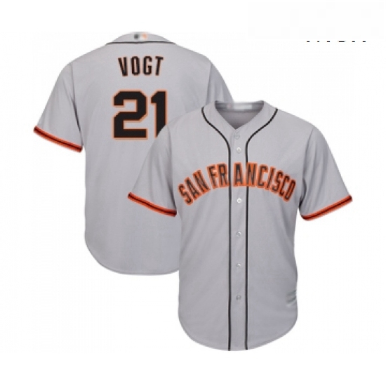 Mens San Francisco Giants 21 Stephen Vogt Replica Grey Road Cool Base Baseball Jersey