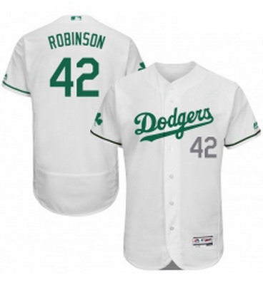 Mens Majestic Los Angeles Dodgers 42 Jackie Robinson White Celtic Flexbase Authentic Collection MLB 