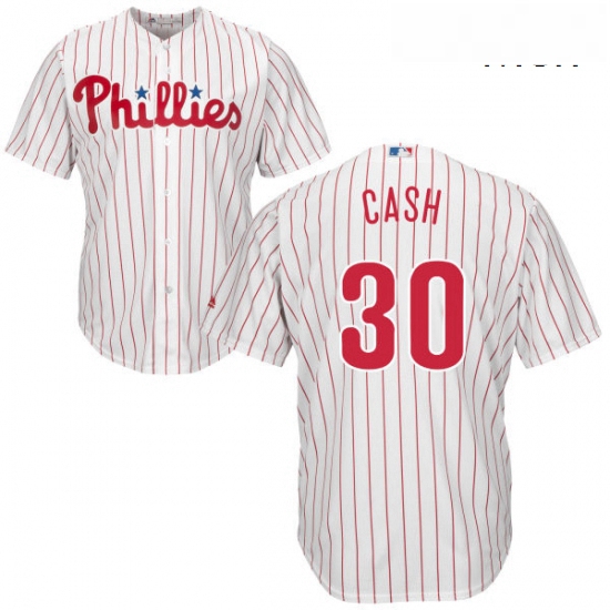 Mens Majestic Philadelphia Phillies 30 Dave Cash Replica WhiteRed Strip Home Cool Base MLB Jersey