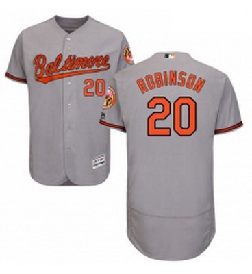 Mens Majestic Baltimore Orioles 20 Frank Robinson Grey Road Flex Base Authentic Collection MLB Jerse