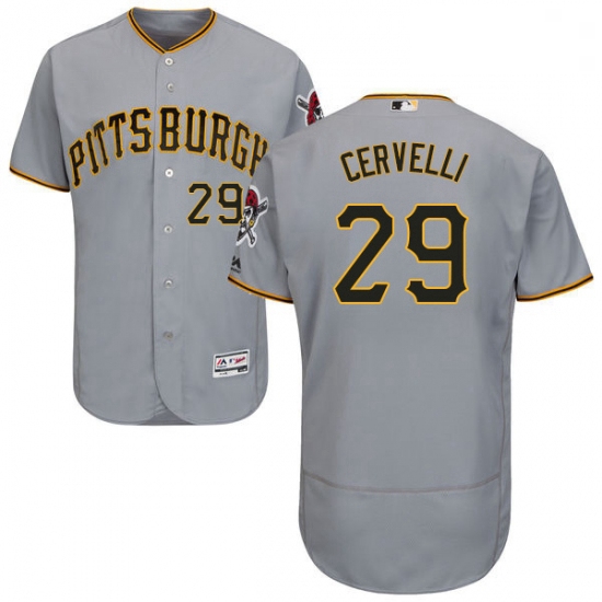 Mens Majestic Pittsburgh Pirates 29 Francisco Cervelli Grey Road Flex Base Authentic Collection MLB 