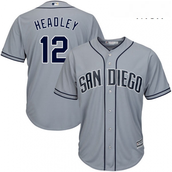 Mens Majestic San Diego Padres 12 Chase Headley Replica Grey Road Cool Base MLB Jersey