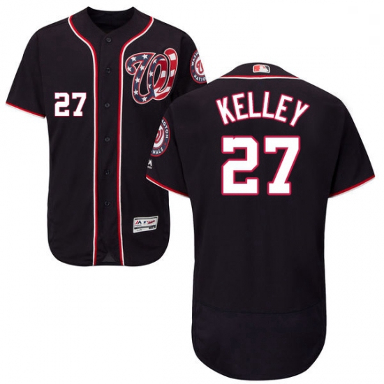 Mens Majestic Washington Nationals 27 Shawn Kelley Navy Blue Alternate Flex Base Authentic Collectio