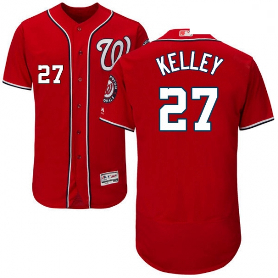 Mens Majestic Washington Nationals 27 Shawn Kelley Red Alternate Flex Base Authentic Collection MLB 