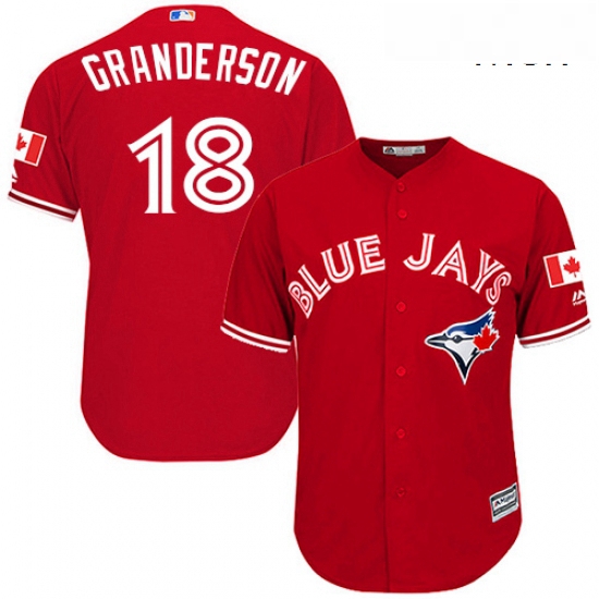 Mens Majestic Toronto Blue Jays 18 Curtis Granderson Replica Scarlet Alternate Cool Base MLB Jersey