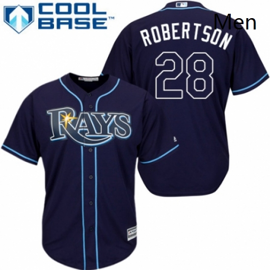 Mens Majestic Tampa Bay Rays 28 Daniel Robertson Replica Navy Blue Alternate Cool Base MLB Jersey