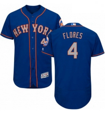 Mens Majestic New York Mets 4 Wilmer Flores RoyalGray Alternate Flex Base Authentic Collection MLB J