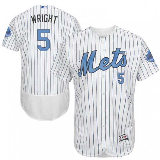 Mens Majestic New York Mets 5 David Wright Authentic White 2016 Fathers Day Fashion Flex Base MLB Je