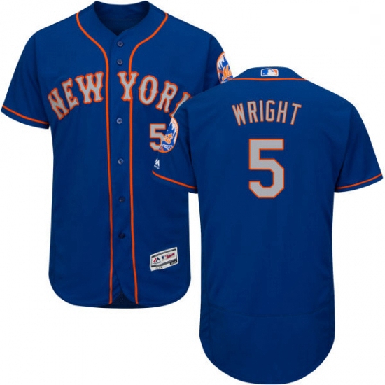 Mens Majestic New York Mets 5 David Wright RoyalGray Alternate Flex Base Authentic Collection MLB Je