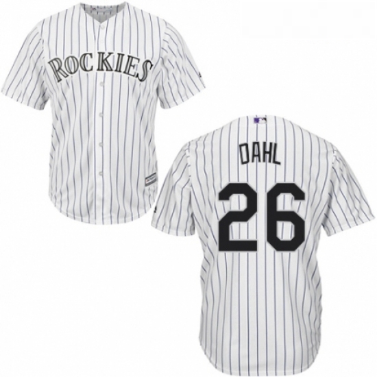 Youth Majestic Colorado Rockies 26 David Dahl Replica White Home Cool Base MLB Jersey