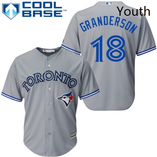 Youth Majestic Toronto Blue Jays 18 Curtis Granderson Replica Grey Road MLB Jersey