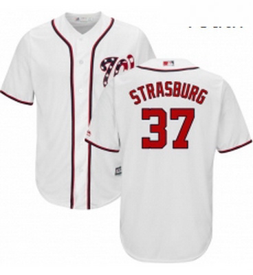 Youth Majestic Washington Nationals 37 Stephen Strasburg Authentic White Home Cool Base MLB Jersey