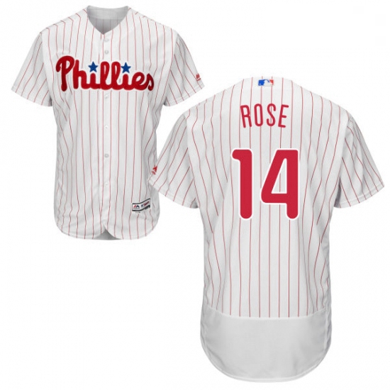 Mens Majestic Philadelphia Phillies 14 Pete Rose White Home Flex Base Authentic Collection MLB Jerse