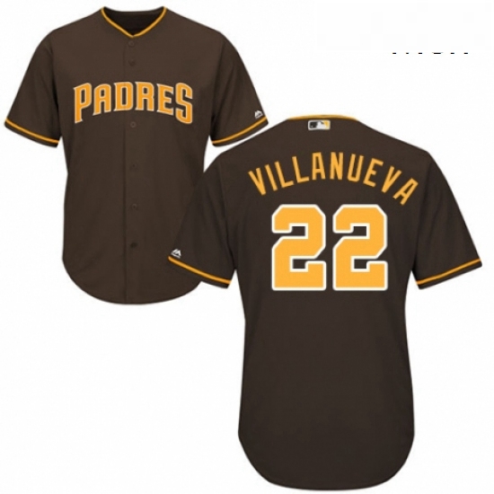 Mens Majestic San Diego Padres 22 Christian Villanueva Replica Brown Alternate Cool Base MLB Jersey