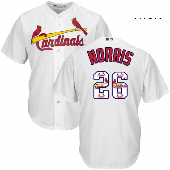 Mens Majestic St Louis Cardinals 26 Bud Norris Authentic White Team Logo Fashion Cool Base MLB Jerse