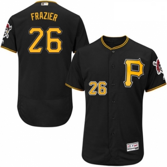 Mens Majestic Pittsburgh Pirates 26 Adam Frazier Black Alternate Flex Base Authentic Collection MLB 