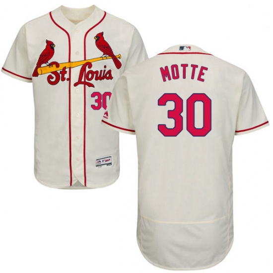 Mens Majestic St Louis Cardinals 30 Jason Motte Cream Alternate Flex Base Authentic Collection MLB J