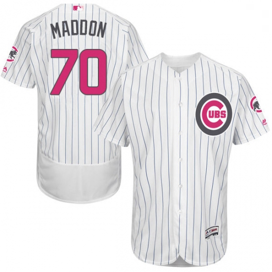 Mens Majestic Chicago Cubs 70 Joe Maddon Authentic White 2016 Mothers Day Fashion Flex Base MLB Jers