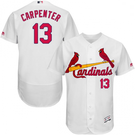 Mens Majestic St Louis Cardinals 13 Matt Carpenter White Home Flex Base Authentic Collection MLB Jer