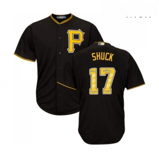 Mens Pittsburgh Pirates 17 JB Shuck Authentic Black Team Logo Fashion Cool Base Baseball Jersey