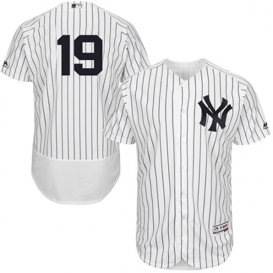 Mens Majestic New York Yankees 19 Masahiro Tanaka White Home Flex Base Authentic Collection MLB Jers