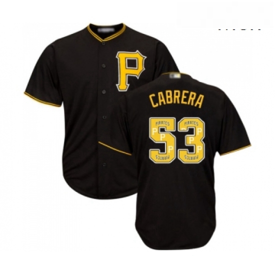 Mens Pittsburgh Pirates 53 Melky Cabrera Authentic Black Team Logo Fashion Cool Base Baseball Jersey