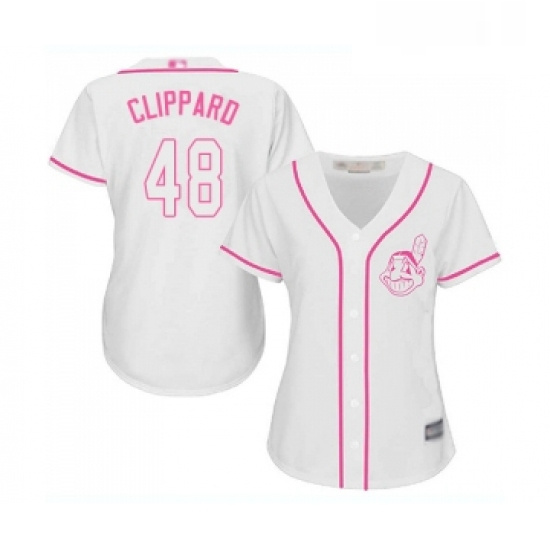 Womens Cleveland Indians 48 Tyler Clippard Replica White Fashion Cool Base Baseball Jersey