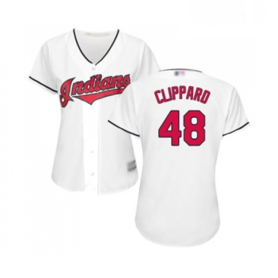 Womens Cleveland Indians 48 Tyler Clippard Replica White Home Cool Base Baseball Jersey