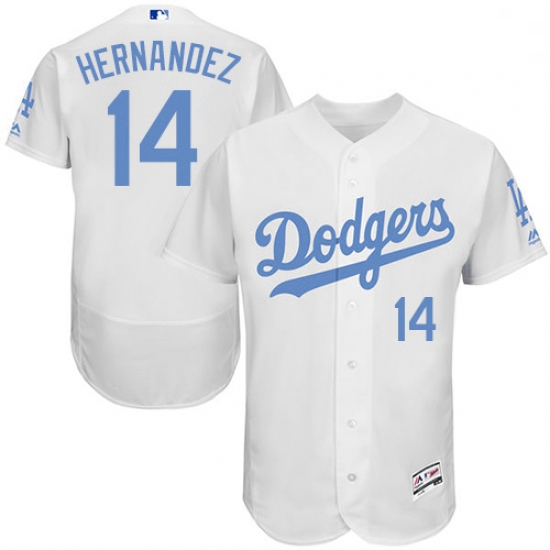 Mens Majestic Los Angeles Dodgers 14 Enrique Hernandez Authentic White 2016 Fathers Day Fashion Flex