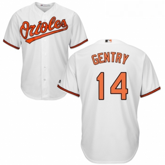 Youth Majestic Baltimore Orioles 14 Craig Gentry Authentic White Home Cool Base MLB Jersey