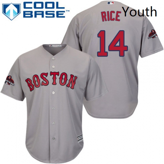 Youth Majestic Boston Red Sox 14 Jim Rice Authentic Grey Road Cool Base 2018 World Series Champions 