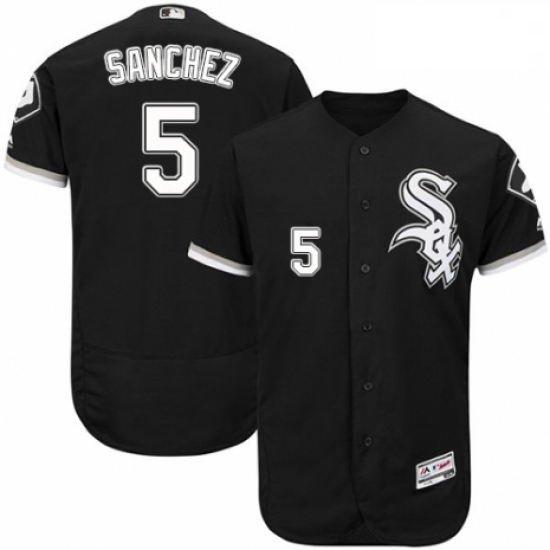 Mens Majestic Chicago White Sox 5 Yolmer Sanchez Black Alternate Flex Base Authentic Collection MLB 