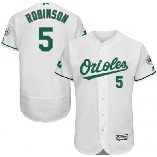 Mens Majestic Baltimore Orioles 5 Brooks Robinson White Celtic Flexbase Authentic Collection MLB Jer