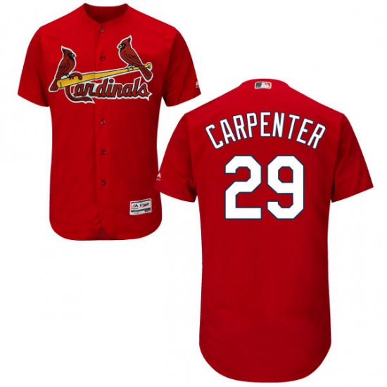 Mens Majestic St Louis Cardinals 29 Chris Carpenter Red Alternate Flex Base Authentic Collection MLB