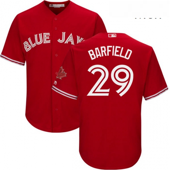 Mens Majestic Toronto Blue Jays 29 Jesse Barfield Replica Scarlet Alternate Cool Base MLB Jersey