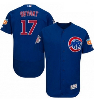 Mens Majestic Chicago Cubs 17 Kris Bryant Royal Blue Alternate Flex Base Authentic Collection MLB Je