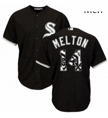 Mens Majestic Chicago White Sox 14 Bill Melton Authentic Black Team Logo Fashion Cool Base MLB Jerse