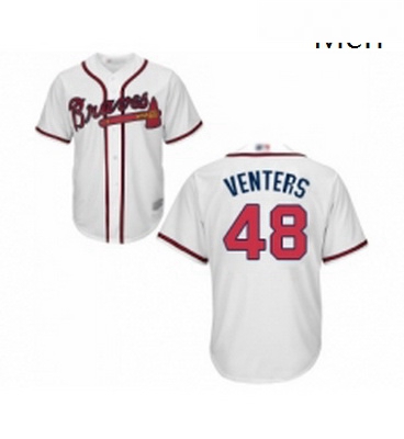 Mens Atlanta Braves 48 Jonny Venters Replica White Home Cool Base Baseball Jersey