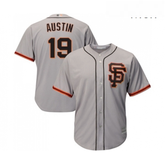 Mens San Francisco Giants 19 Tyler Austin Replica Grey Road 2 Cool Base Baseball Jersey