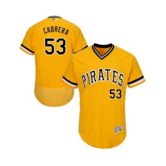 Mens Pittsburgh Pirates 53 Melky Cabrera Gold Alternate Flex Base Authentic Collection Baseball Jers