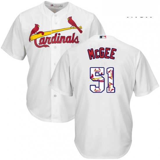 Mens Majestic St Louis Cardinals 51 Willie McGee Authentic White Team Logo Fashion Cool Base MLB Jer