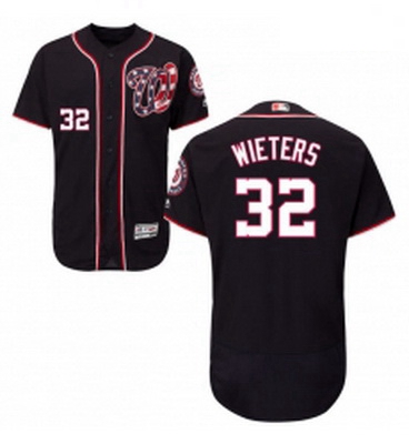 Mens Majestic Washington Nationals 32 Matt Wieters Navy Blue Flexbase Authentic Collection MLB Jerse